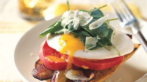 Open-Face Bacon-and-Egg Sandwiches with Arugula