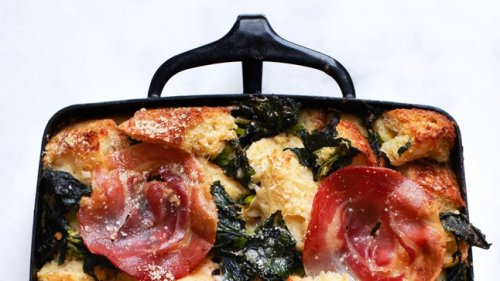 Parmesan Bread Pudding with Broccoli Rabe and Pancetta