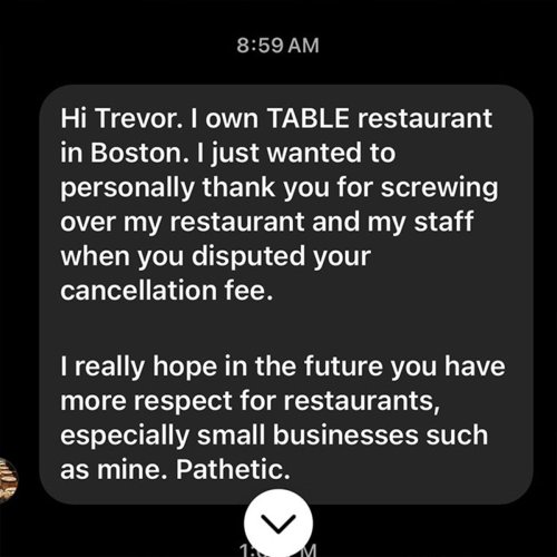 Man Cancels Reservation After He Ends Up In The Hospital, Receives “Gross” DM From Restaurant