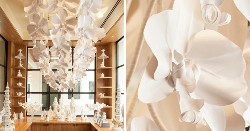 This Giant 7ft Long Orchid Chandelier Is Handmade Out Of Paper