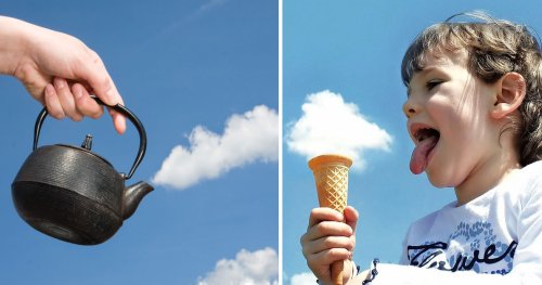 People Playing With Clouds And Forced Perspective