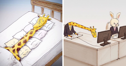 30 Funny Illustrations About Giraffes And Their Daily Life Struggles By Talented Japanese Artist Keigo