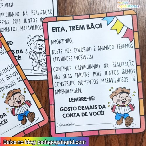Bilhete sobre atividades juninas: Eita, Trem Bão!