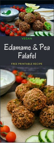 Green Edamame & Pea Falafel with a Yoghurt, Cucumber & Mint Dip (vegan recipe)