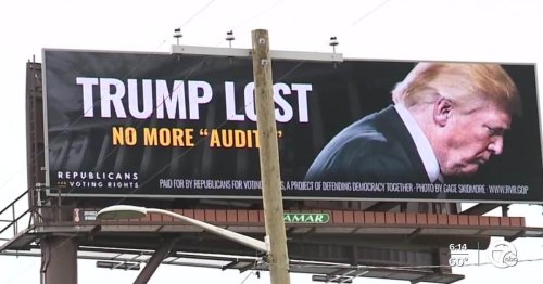 "TRUMP LOST, NO MORE 'AUDITS'" billboards go live in Michigan and other battleground states