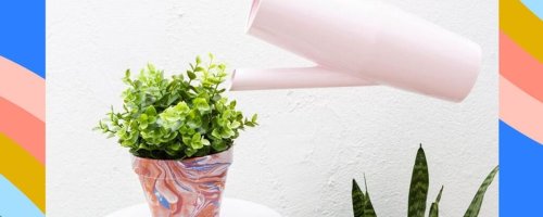 How to Create DIY Marbled Planters With Nail Polish