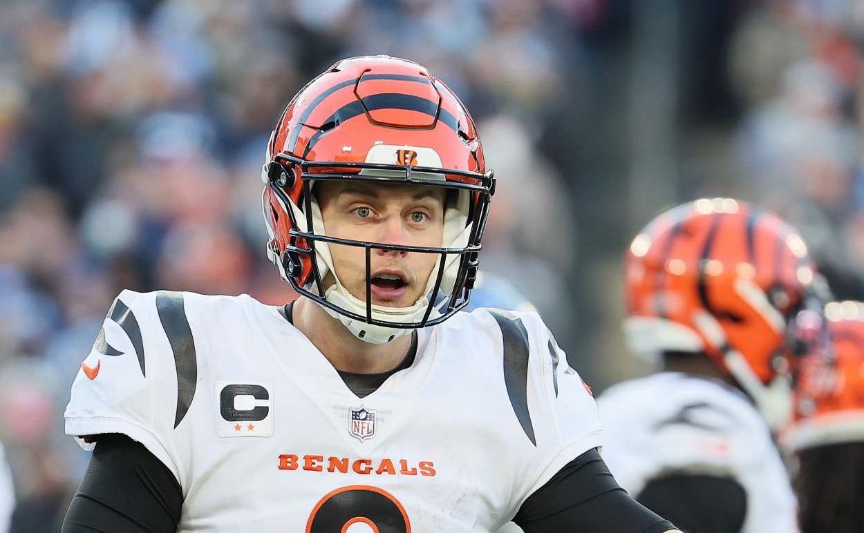 Joe Burrow with Chiefs helmet.