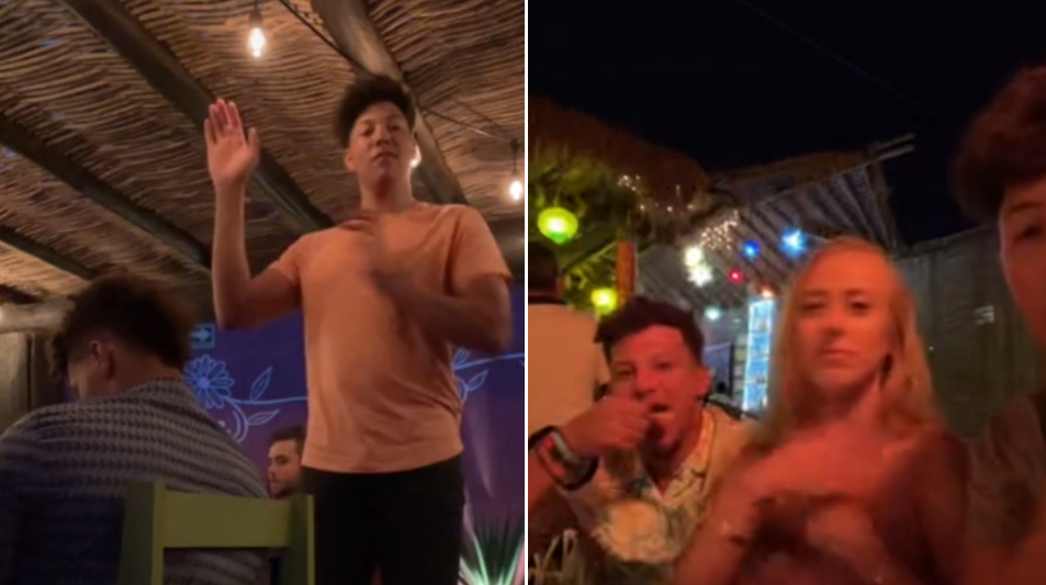 Patrick Mahomes Hilariously Ignores His Fiancée Twerking While His Brother Does TikTok Dances At Restaurant