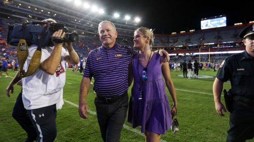 Brian Kelly’s Daughter Rips Shots And Hits The ‘Griddy’ While Boldy Asking LSU Fans What They Think Of Her Dad
