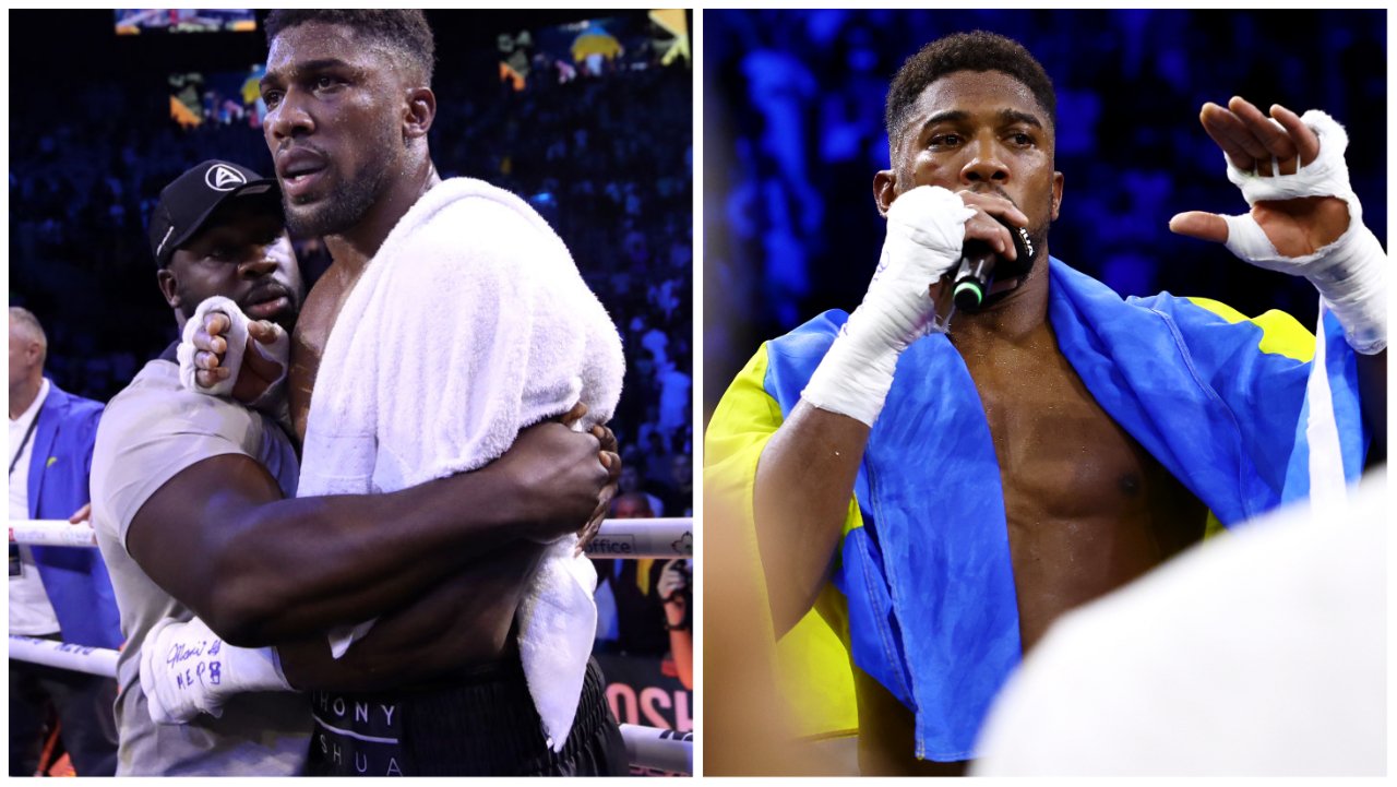 Anthony Joshua Loses His Mind, Bizarrely Throws Belts Out The Ring, And Delivers Insane Speech About Ukraine After Loss To Usyk