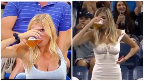 The viral beer chugging tennis fan returned and fans found her social media fast