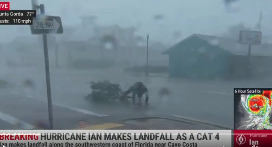 Jim Cantore Gets Hit By Flying Tree Branch In 100 MPH Winds During Live Hurricane Ian Report On The Weather Channel