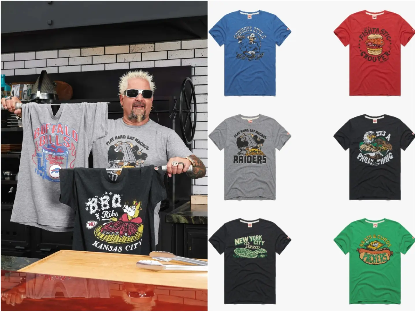 Guy Fieri Flavortown Tackles Football NFL clothing collection released 