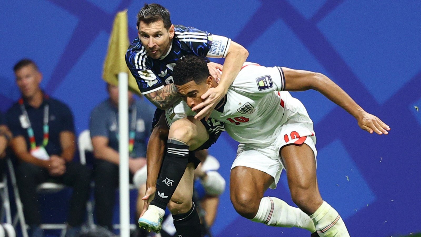 England fans are fuming after Messi gets away with tackle on Jude Bellingham