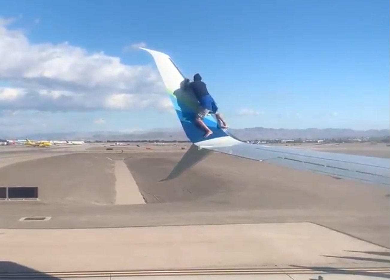 Guy Climbs On Wing Of Plane Before Takeoff. It Doesn't End Well.