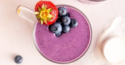 You'll love this easy & delicious banana berry protein smoothie!