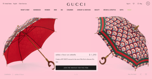 Adidas und Gucci verkaufen einen Regenschirm im Wert von 1290 US-Dollar, der nicht einmal wasserdicht ist