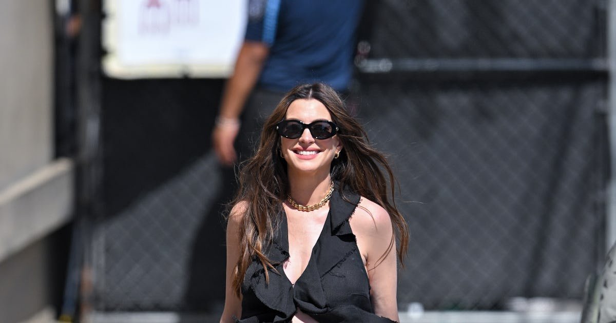 Anne Hathaway Embraces the Bump in an Intentionally Tattered Top