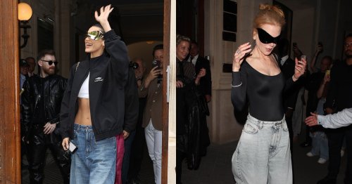 Nicole Kidman and Bella Hadid Match in Oversized Jeans Following Balenciaga Show