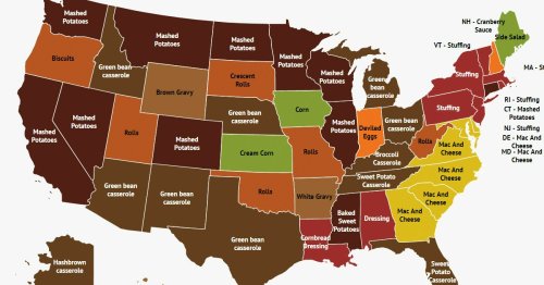This Map Shows The Most Popular Thanksgiving Sides in Every State
