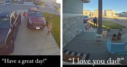 Watch Two Girls Keep In Touch With Their Deployed Dad Through A Home Security Camera