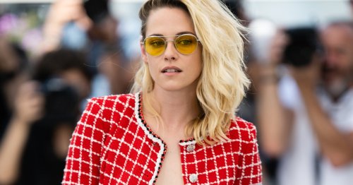 Kristen Stewart Goes Braless In a Tweed Tracksuit On The Cannes Red Carpet