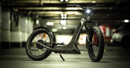 This fat-tire electric scooter, bike hybrid is an all-terrain beast
