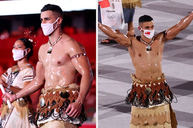 Literally Just Photos Of Tonga's Hot Flag-Bearer At The Tokyo Olympics Because Let's Not Kid Ourselves Here, Folks