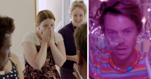 Harry Styles And James Corden Literally Knocked On Random People’s Doors To Film A Music Video And A One Direction Superfan Had To Hide Her Merch When They Used Her Home