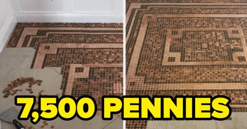 This Woman Made An Entire Floor With 7,500 Pennies And It's Completely Mesmerizing