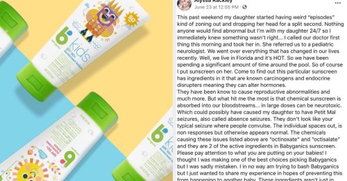 A Mom Is Going Viral After Linking Her Baby's Seizures Without Scientific Evidence To Ingredients In A Popular Sunscreen