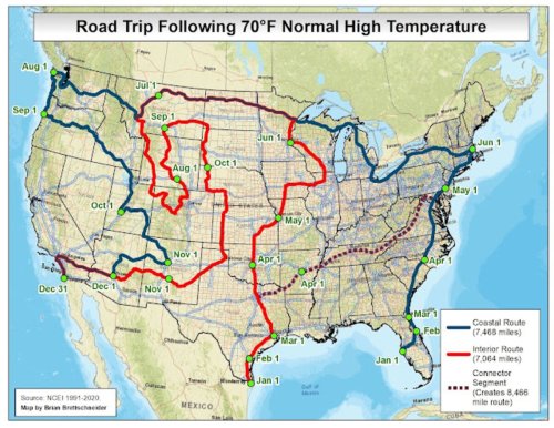 A Cross-Country Road Trip Where It's Always 70 Degrees