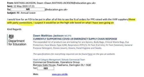 Civil Servants Felt Pressured Into Giving ‘Special Treatment’ to Conservative-Connected COVID PPE Suppliers