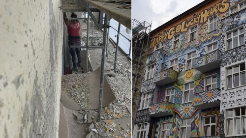 Berlin: Hostel-Fassade am Stuttgarter Platz wird abgekloppt