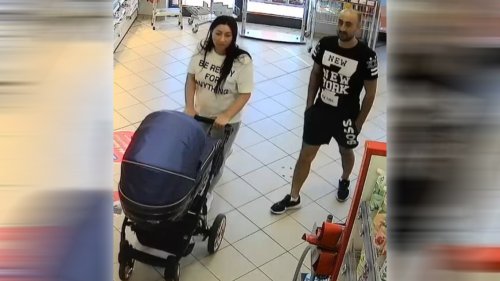 Pärchen geht mit Kinderwagen auf Klau-Tour durch Drogerie