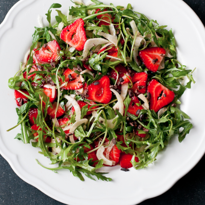 Strawberry, Fennel and Arugula Salad with Cacao Nibs