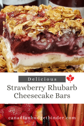 Thick Strawberry Rhubarb Cheesecake Bars
