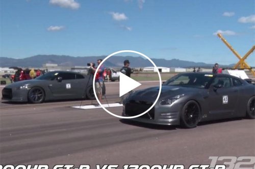 Quartet of 1,000-HP Nissan GTRs Destroying The Airstrip Is The Ultimate Godzilla Fanboy Video