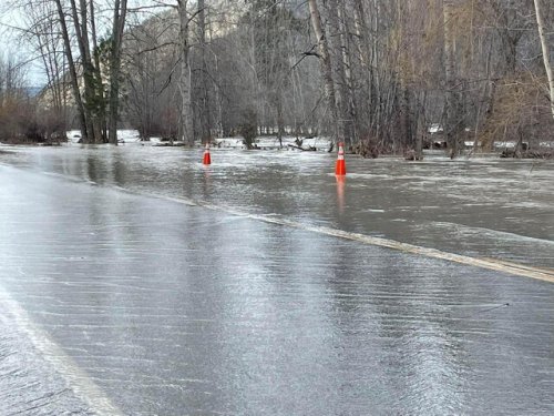 Highway 3 closed east of Princeton as a foot of water floods the roadway (Penticton)