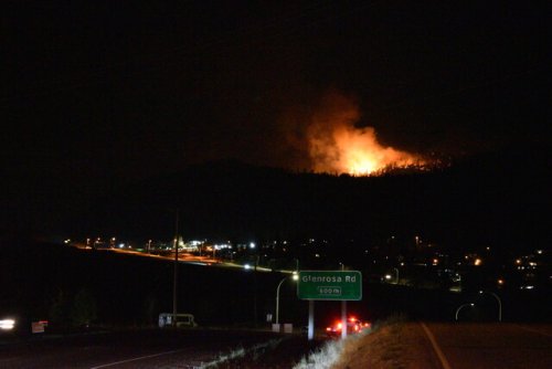 Mount Law wildfire burns bright over West Kelowna on Friday night