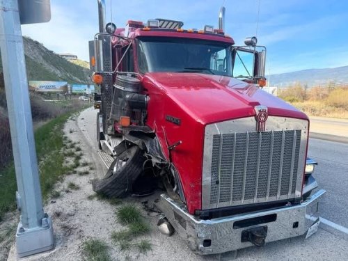 Dashcam footage shows car crashing head-on into a semi truck on Highway 97 in Penticton