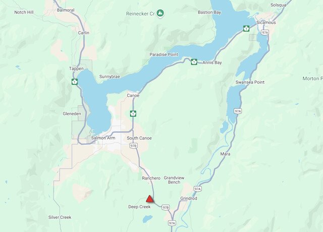 Part of Deep Creek Road off Hwy 97B closed in both directions due to flooding
