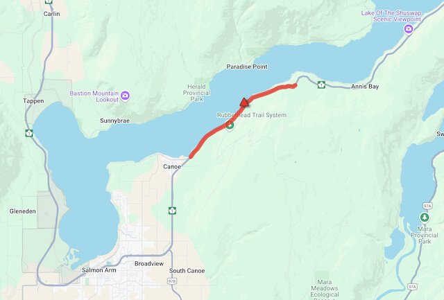 Mudslide cleared east of Salmon Arm on Trans-Canada Highway