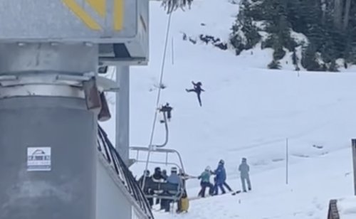 Watch: Skier falls from chairlift at Whistler Blackcomb (BC)