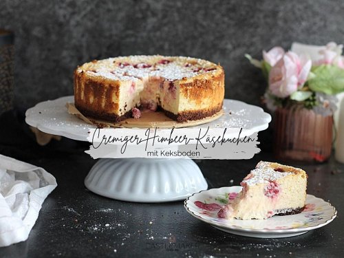 Super cremiger Himbeer-Käsekuchen mit Keksboden – so einfach