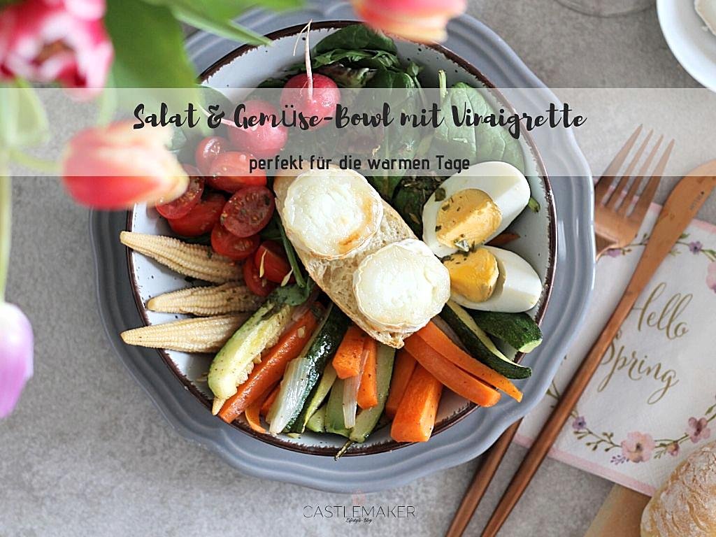 Knackige Gemüse & Salat-Bowl mit Vinaigrette- mega einfach & lecker