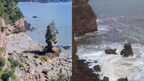 Fundy Trail's iconic Flowerpot Rock tumbles in winter storm