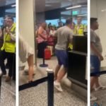 Man throws vicious haymaker at airport staff after throwing girlfriend aside