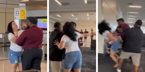 Airport employee punches woman who slapped him