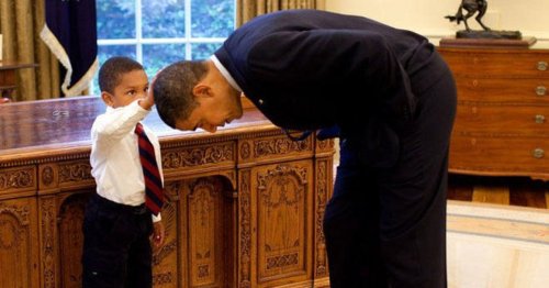 Barack Obama catches up with the boy who asked to touch his hair in Pete Souza's iconic Oval Office photo